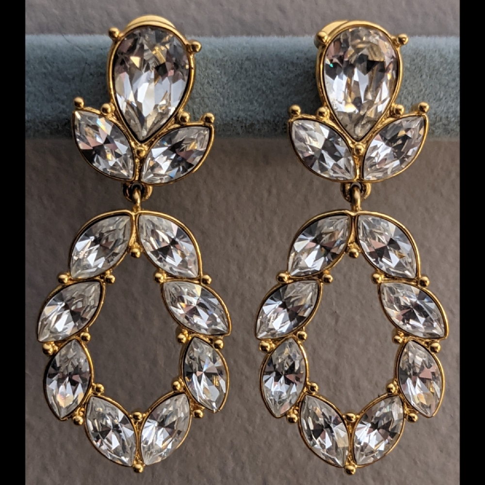 Monet Clip On Rhinestone Earrings